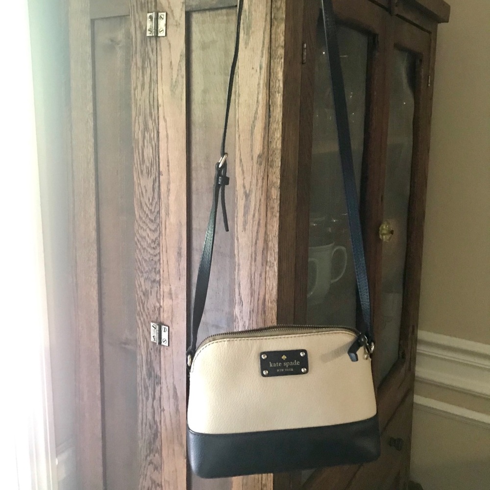 Kate Spade Leather Crossbody, Cream and Black